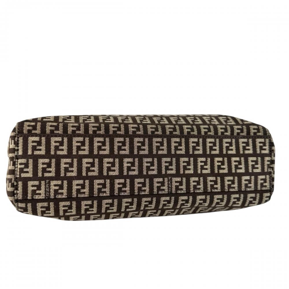 FENDI フェンディ ハンドバッグ ズッキーノ トートバッグ 8BH132 キャンバス レザー ブラウン 茶 シルバー金具 レディース【中古品】