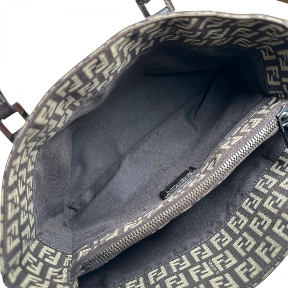 FENDI フェンディ ハンドバッグ ズッキーノ トートバッグ 8BH132 キャンバス レザー ブラウン 茶 シルバー金具 レディース【中古品】