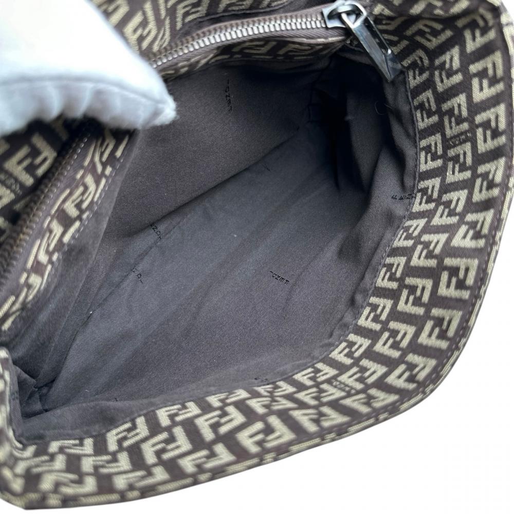 FENDI フェンディ ハンドバッグ ズッキーノ トートバッグ 8BH132 キャンバス レザー ブラウン 茶 シルバー金具 レディース【中古品】