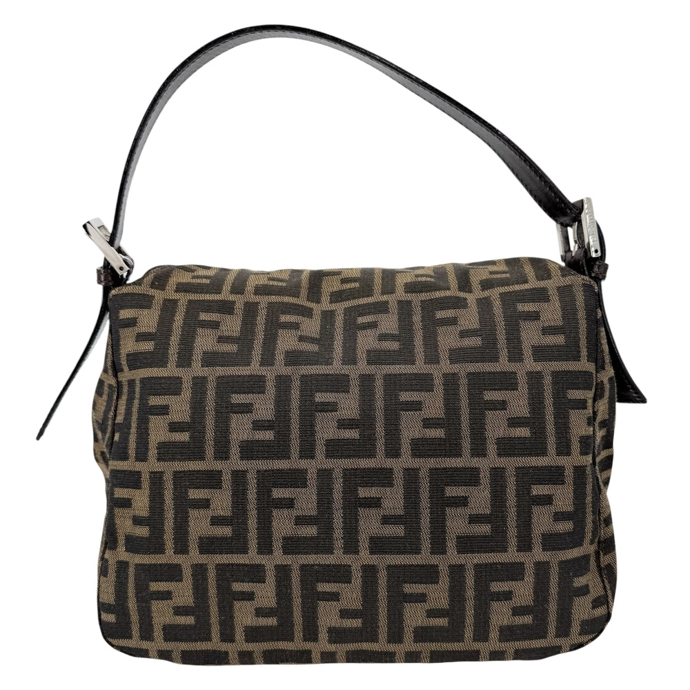 FENDI フェンディ ハンドバッグ ズッカ マンマバケット セミショルダーバッグ 26426 キャンバス レザー ブラウン 茶 シルバー金具 レディース【中古品】