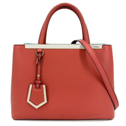 FENDI フェンディ 2WAY プチトゥージュール ショルダーバッグ ハンドバッグ 8BH253 レザー オレンジ ライトブルー ゴールド金具 レディース【中古品】
