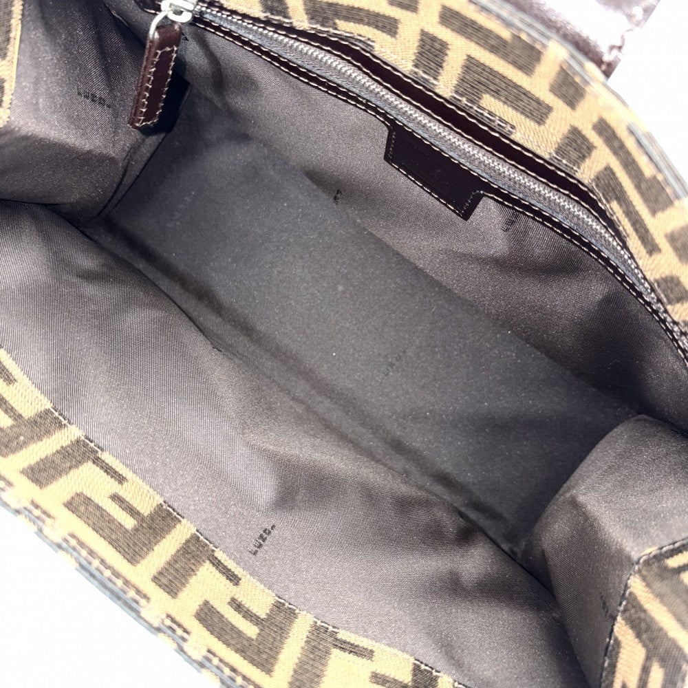 FENDI フェンディ トートバッグ ズッカ ハンドバッグ キャンバス レザー ブラウン 茶 シルバー金具 レディース【中古品】
