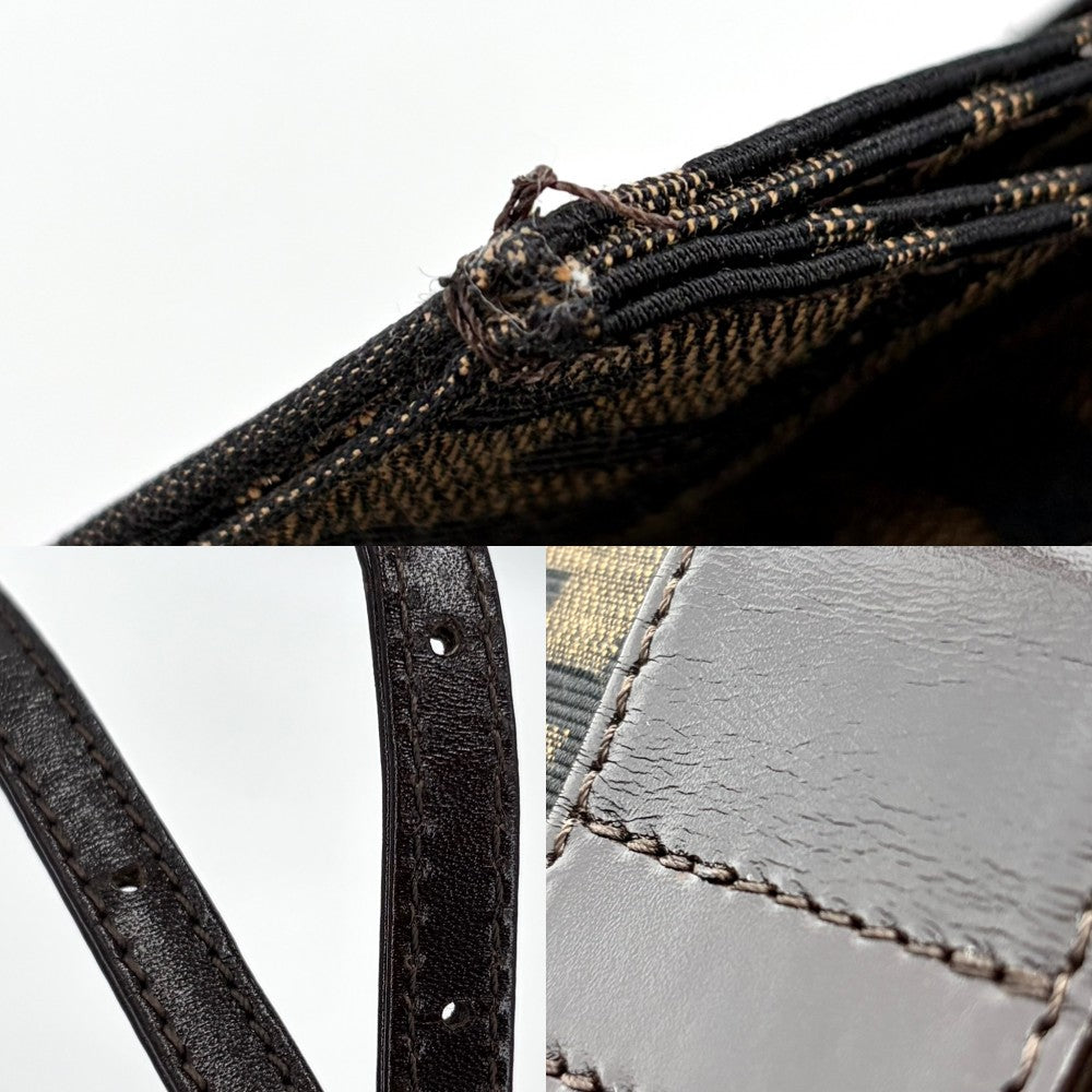 FENDI フェンディ トートバッグ ズッカ ハンドバッグ キャンバス レザー ブラウン 茶 シルバー金具 レディース【中古品】