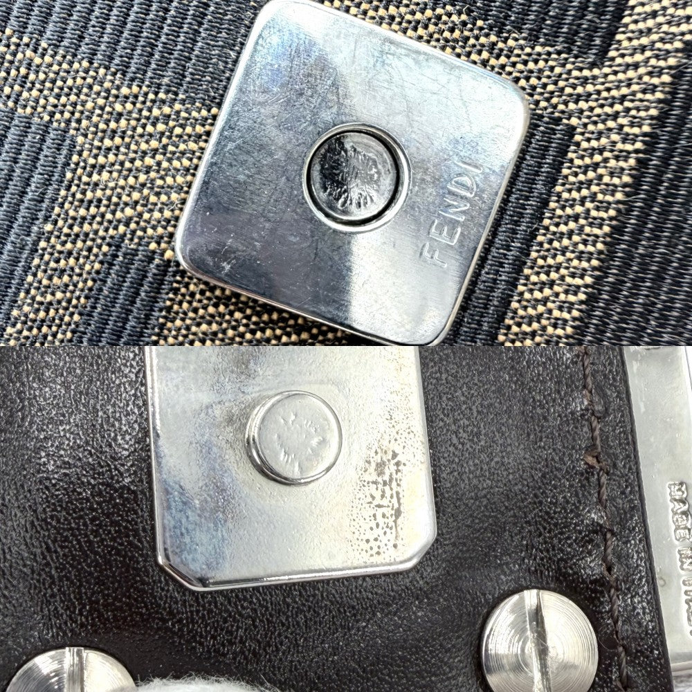 FENDI フェンディ トートバッグ ズッカ ハンドバッグ キャンバス レザー ブラウン 茶 シルバー金具 レディース【中古品】