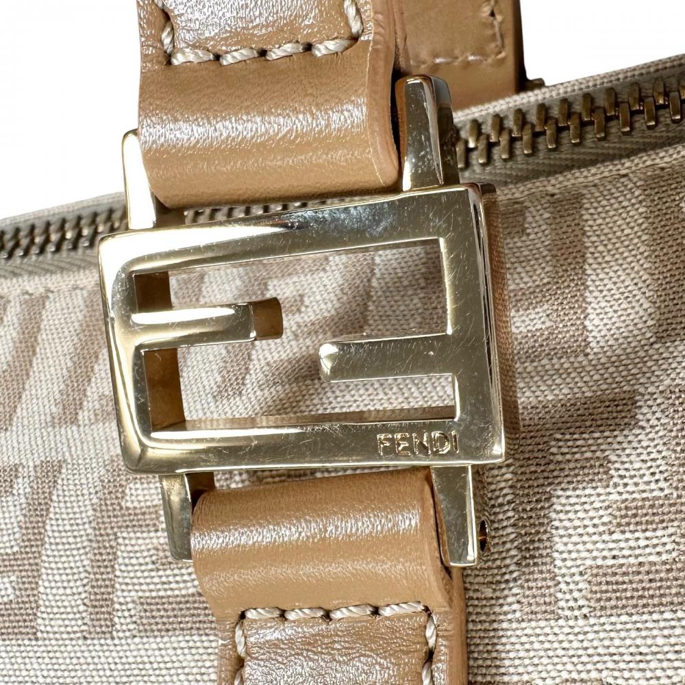 FENDI フェンディ トートバッグ ズッキーノ FFロゴ 8BH138 キャンバス ベージュ ゴールド金具 レディース【中古品】