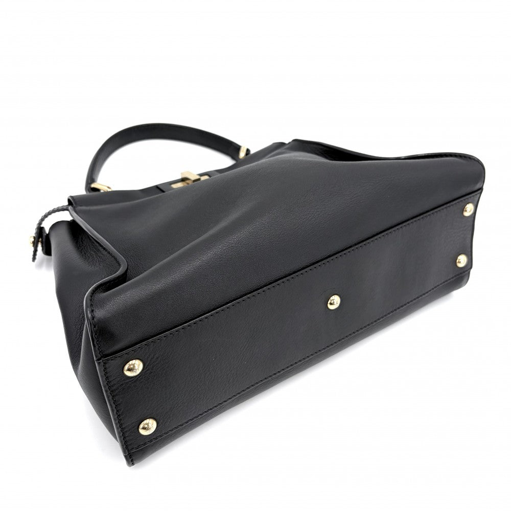 FENDI フェンディ 2WAY ピーカブー レギュラー ハンドバッグ ショルダーバッグ 8BN290 レザー ブラック 黒 ゴールド金具 レディース【中古品】
