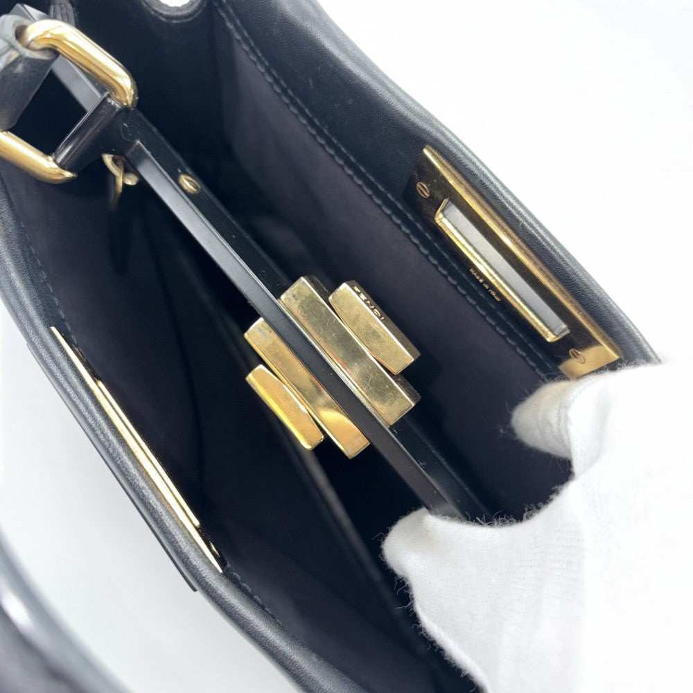 FENDI フェンディ 2WAY ピーカブー レギュラー ハンドバッグ ショルダーバッグ 8BN290 レザー ブラック 黒 ゴールド金具 レディース【中古品】