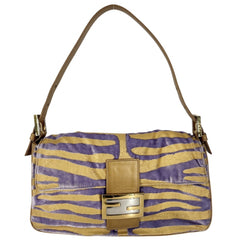 FENDI フェンディ ハンドバッグ マンマバケット レザー ベルベット ゴールド パープル 紫
 シルバー×ゴールド金具 レディース【中古品】