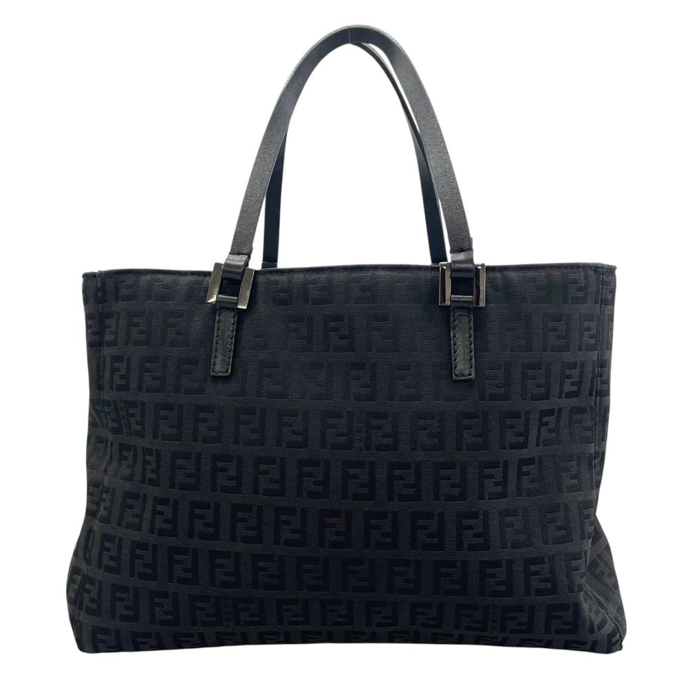 FENDI フェンディ ハンドバッグ ズッキーノキャンバス ミニトート FFロゴ 8BH018 キャンバス レザー ブラック 黒 シルバー金具 レディース【中古品】