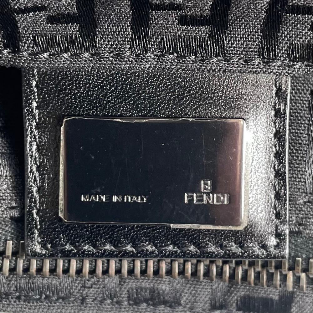 FENDI フェンディ ハンドバッグ ズッキーノキャンバス ミニトート FFロゴ 8BH018 キャンバス レザー ブラック 黒 シルバー金具 レディース【中古品】