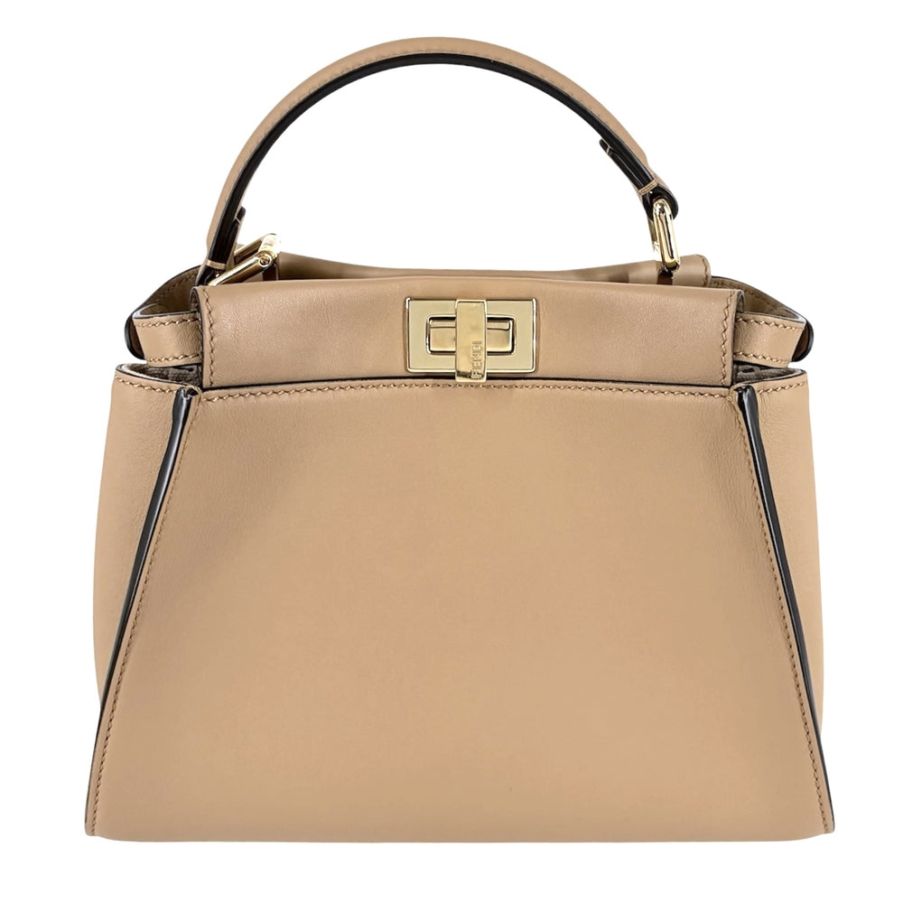 FENDI フェンディ 2WAY ミニピーカブー ハンドバッグ ショルダーバッグ Peekaboo 小さめ かばん 鞄 スカーフ付き 8BN244 レザー ブラウン 茶 ゴールド金具 レディース【中古品】