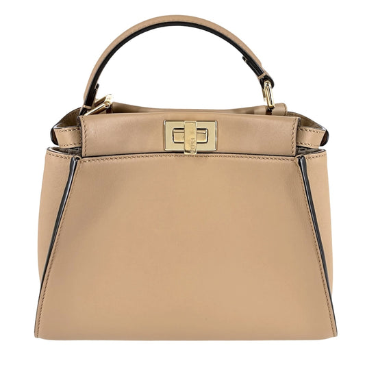 FENDI フェンディ 2WAY ミニピーカブー ハンドバッグ ショルダーバッグ Peekaboo 小さめ かばん 鞄 スカーフ付き 8BN244 レザー ブラウン 茶 ゴールド金具 レディース【中古品】