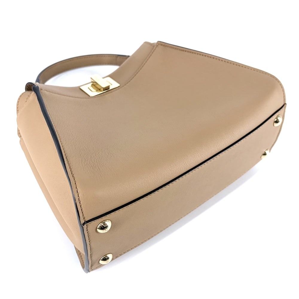 FENDI フェンディ 2WAY ミニピーカブー ハンドバッグ ショルダーバッグ Peekaboo 小さめ かばん 鞄 スカーフ付き 8BN244 レザー ブラウン 茶 ゴールド金具 レディース【中古品】