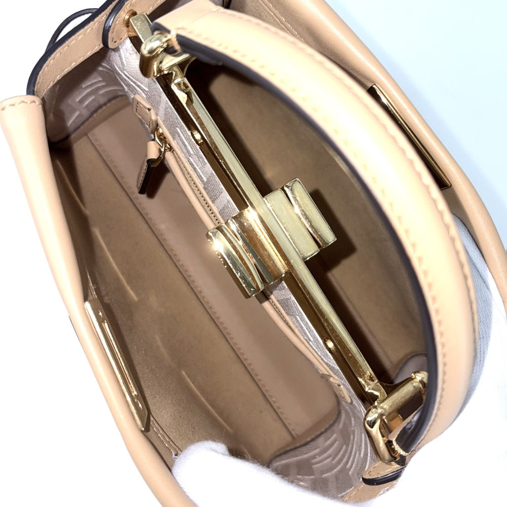FENDI フェンディ 2WAY ミニピーカブー ハンドバッグ ショルダーバッグ Peekaboo 小さめ かばん 鞄 スカーフ付き 8BN244 レザー ブラウン 茶 ゴールド金具 レディース【中古品】