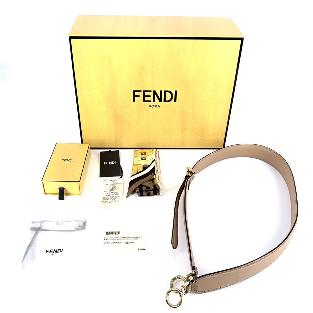 FENDI フェンディ 2WAY ミニピーカブー ハンドバッグ ショルダーバッグ Peekaboo 小さめ かばん 鞄 スカーフ付き 8BN244 レザー ブラウン 茶 ゴールド金具 レディース【中古品】