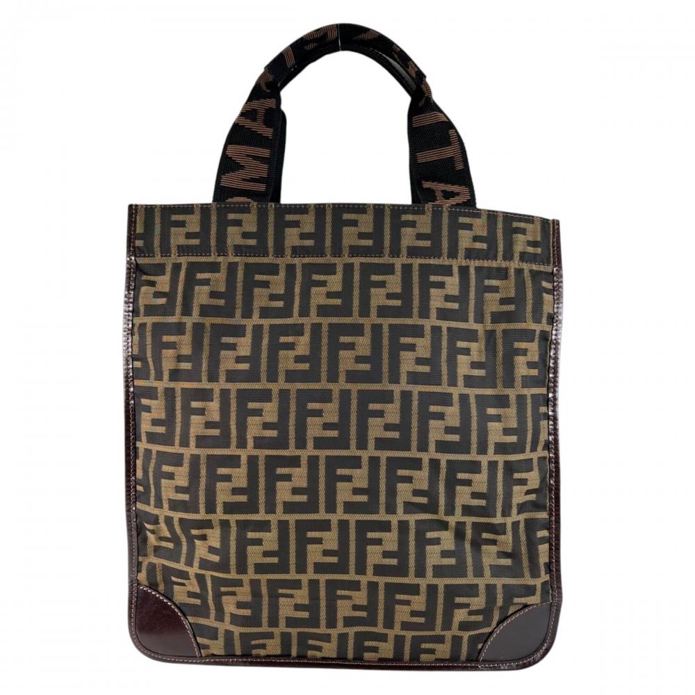 FENDI フェンディ トートバッグ ズッカ モノグラム柄 26555 ナイロン ブラウン 茶 レディース【中古品】