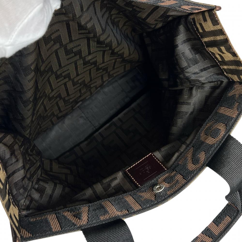 FENDI フェンディ トートバッグ ズッカ モノグラム柄 26555 ナイロン ブラウン 茶 レディース【中古品】
