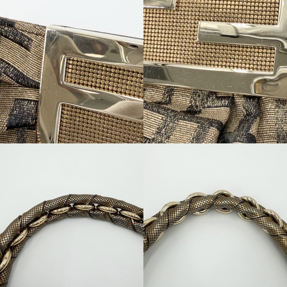 FENDI フェンディ ハンドバッグ ズッカ トートバッグ 8BR616 キャンバス レザー ブラウン 茶 シルバー金具 レディース【中古品】