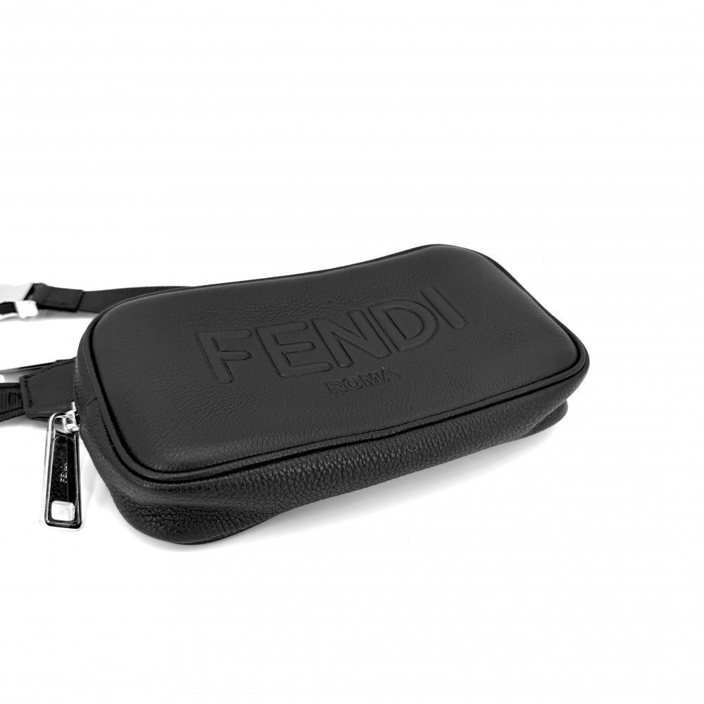 FENDI フェンディ ボディバッグ ウエストバッグ ベルトバッグ 7VA605 レザー ブラック 黒 シルバー金具 レディース【中古品】