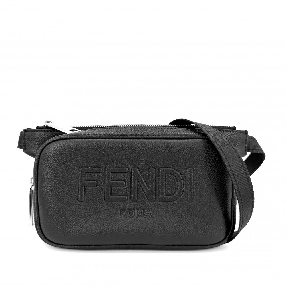 FENDI フェンディ ボディバッグ ウエストバッグ ベルトバッグ 7VA605 レザー ブラック 黒 シルバー金具 レディース【中古品】