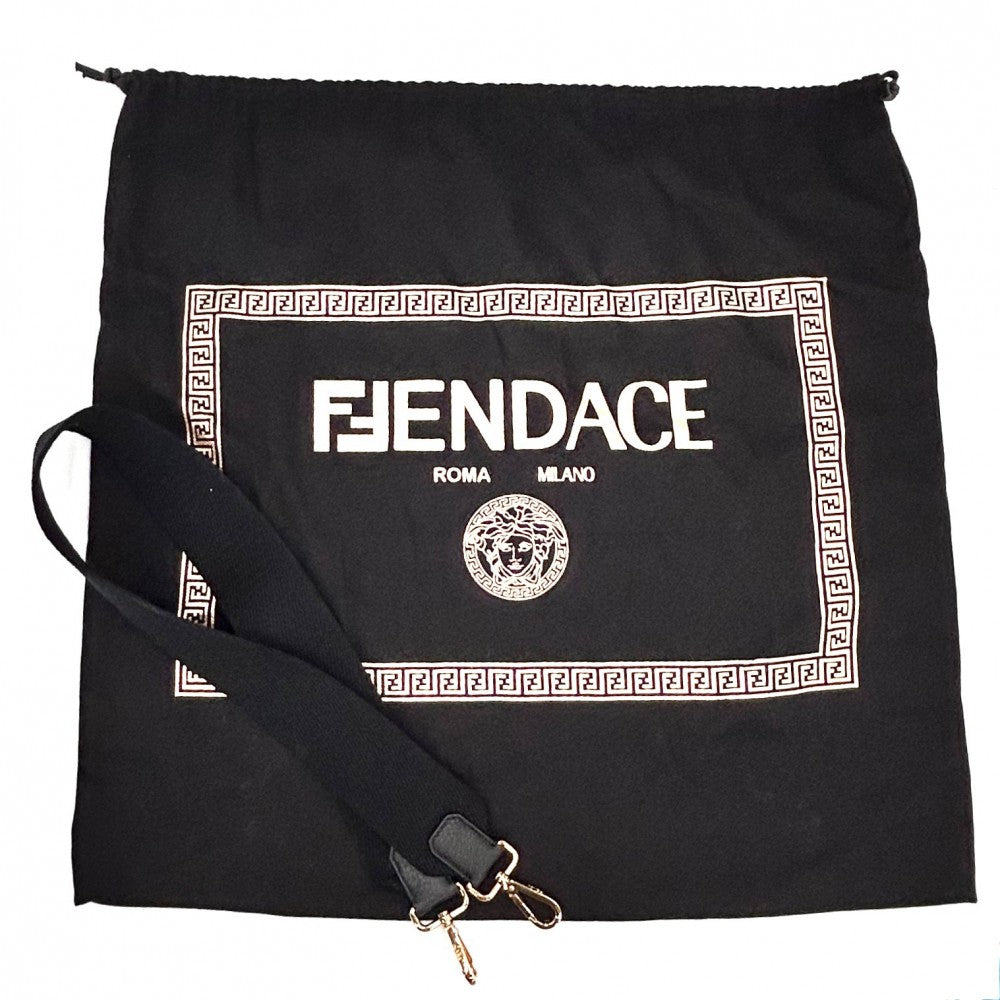 【開店SALE】 VERSACE ヴェルサーチ 2WAY FENDACE フェンダーチェ フェンディコラボ ハンドバッグ トートバッグ メデューサ 8BH395 キャンバス ブラック 黒 ゴールド ゴールド金具 レディース【中古品】