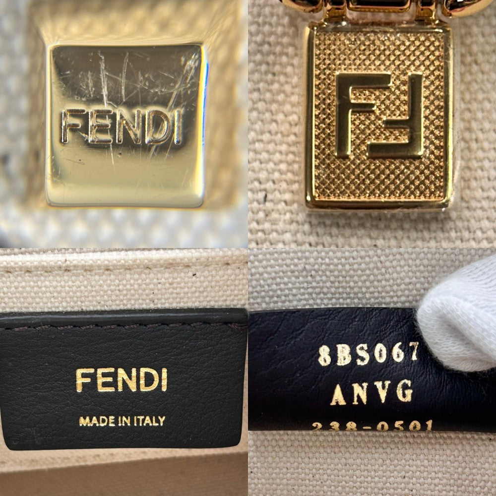 FENDI フェンディ 2WAY バイザウェイミニ ハンドバッグ ショルダーバッグ 小さめ 鞄 かばん 8BS067 キャンバス レザー アイボリー ピンク ゴールド金具 レディース【中古品】