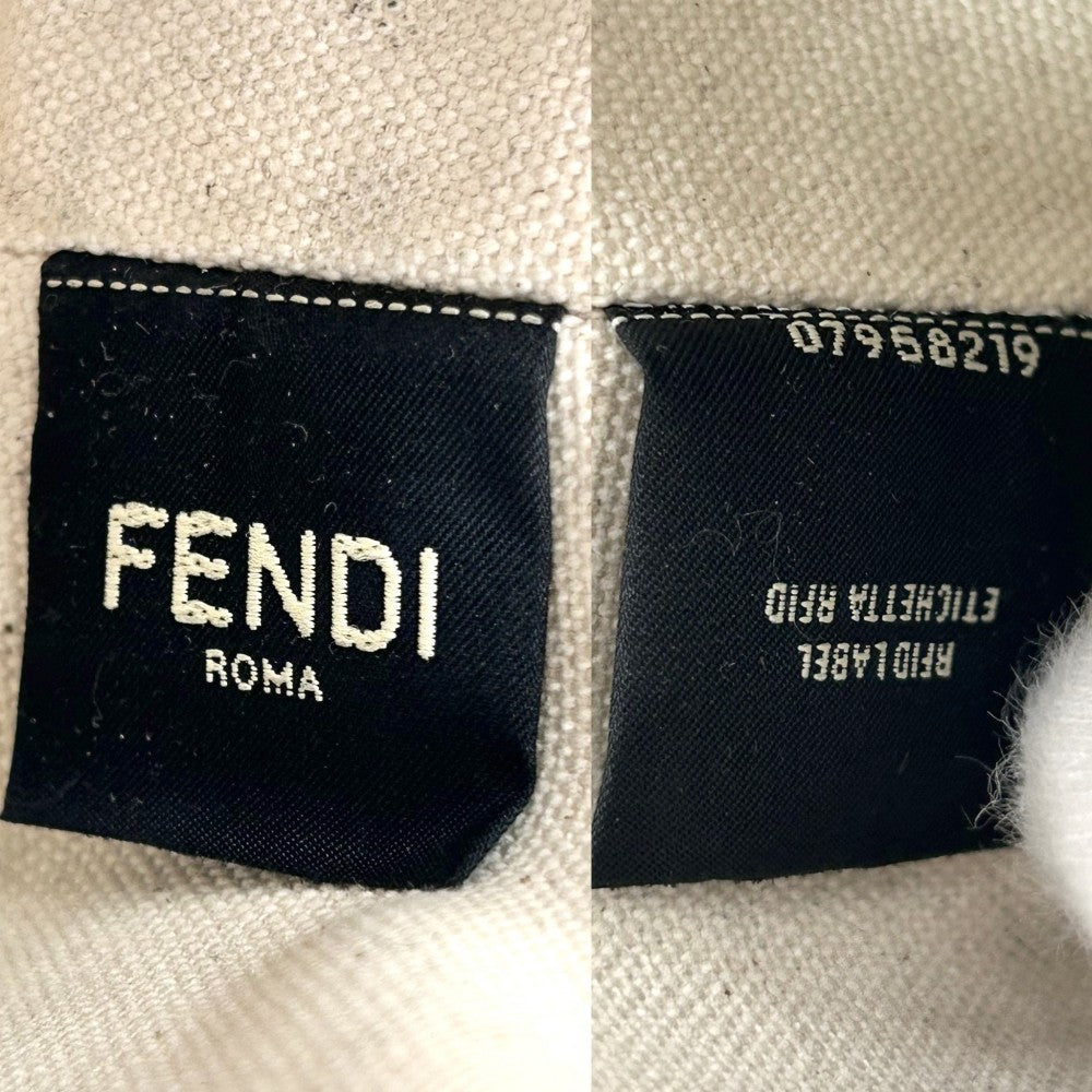 【開店SALE】 FENDI フェンディ 2WAY バイザウェイミニ ハンドバッグ ショルダーバッグ 小さめ 鞄 かばん 8BS067 キャンバス レザー アイボリー ピンク ゴールド金具 レディース【中古品】