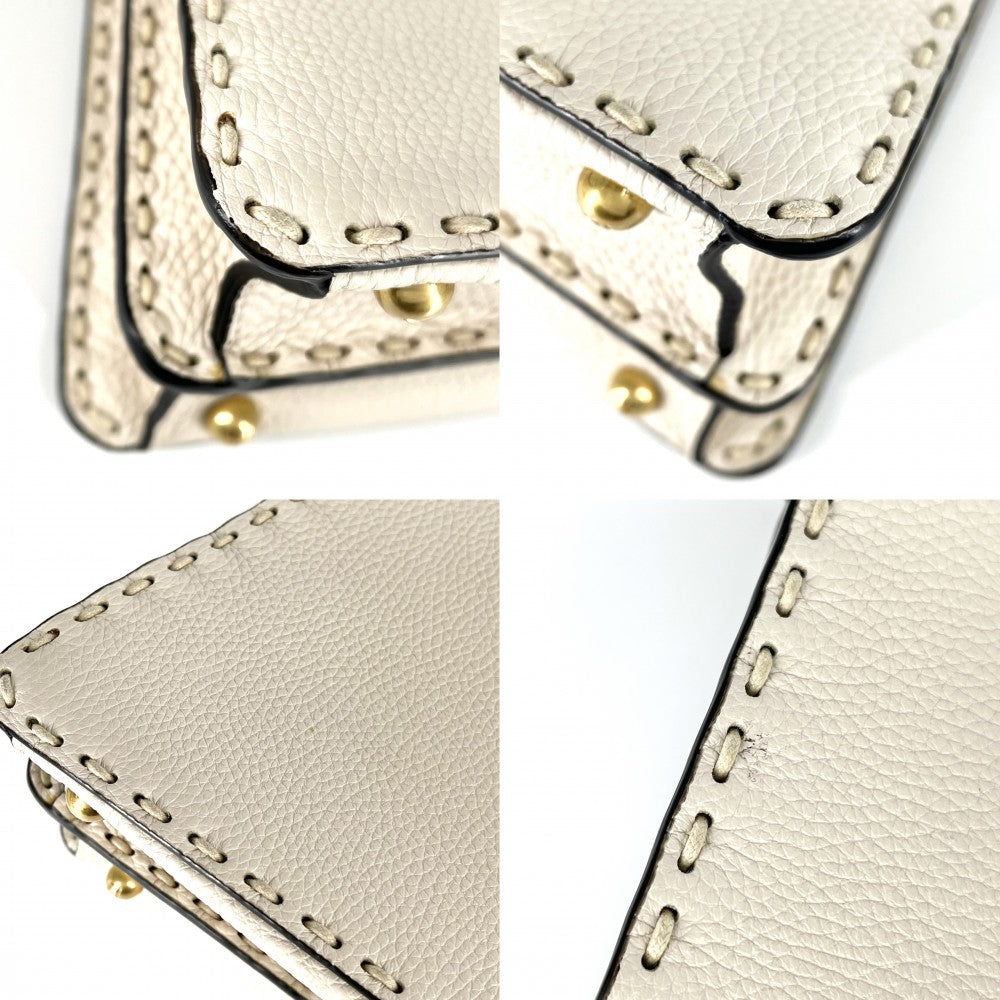 FENDI フェンディ 2WAY ピーカブー アイシーユー ミディアム ハンドバッグ ショルダーバッグ ISeeU セレリア ホワイト 白 8BN321 レザー アイボリー ゴールド金具 レディース【中古品】