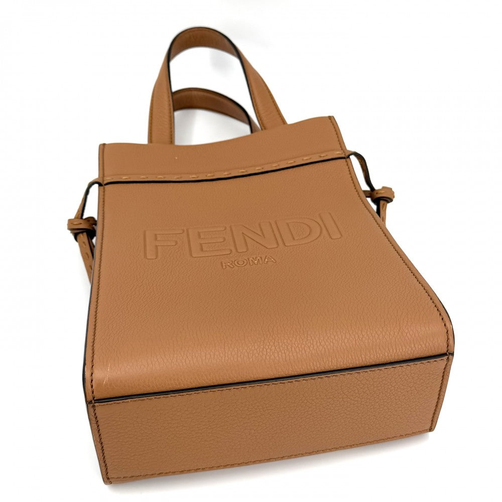 FENDI フェンディ 2WAY ゴートゥーショッパー Sサイズ ハンドバッグ ショルダーバッグ 7VA584 レザー ブラウン 茶 シルバー金具 レディース【中古品】