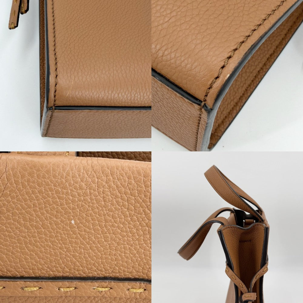 FENDI フェンディ 2WAY ゴートゥーショッパー Sサイズ ハンドバッグ ショルダーバッグ 7VA584 レザー ブラウン 茶 シルバー金具 レディース【中古品】