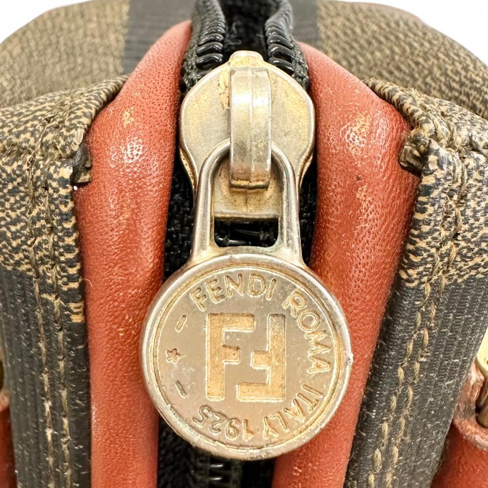 FENDI フェンディ 2WAY ペカン ミニボストン ショルダーバッグ ハンドバッグ 021-45960029 PVCコーティングキャンバス レザー ブラウン 茶 カーキ ゴールド金具 レディース【中古品】