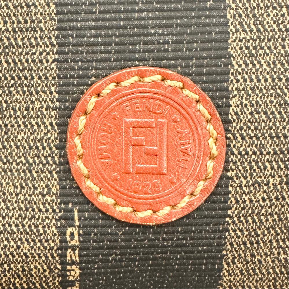 FENDI フェンディ 2WAY ペカン ミニボストン ショルダーバッグ ハンドバッグ 021-45960029 PVCコーティングキャンバス レザー ブラウン 茶 カーキ ゴールド金具 レディース【中古品】