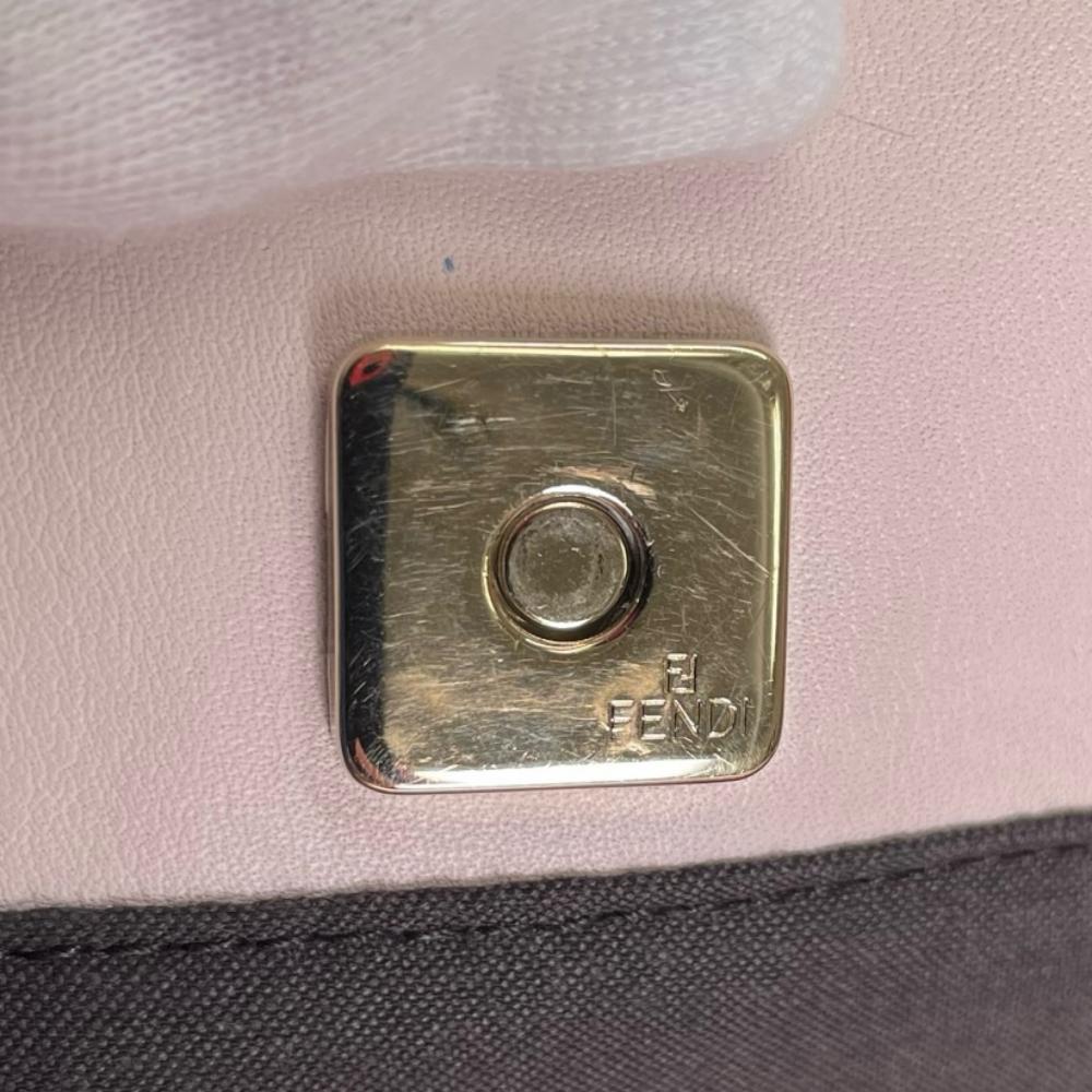 FENDI フェンディ ハンドバッグ ズッキーノ 花柄 2WAY 8BN228 キャンバス レザー ピンク ゴールド金具 レディース【中古品】