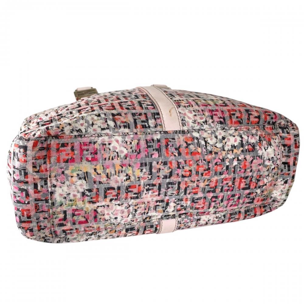 FENDI フェンディ ハンドバッグ ズッキーノ 花柄 2WAY 8BN228 キャンバス レザー ピンク ゴールド金具 レディース【中古品】