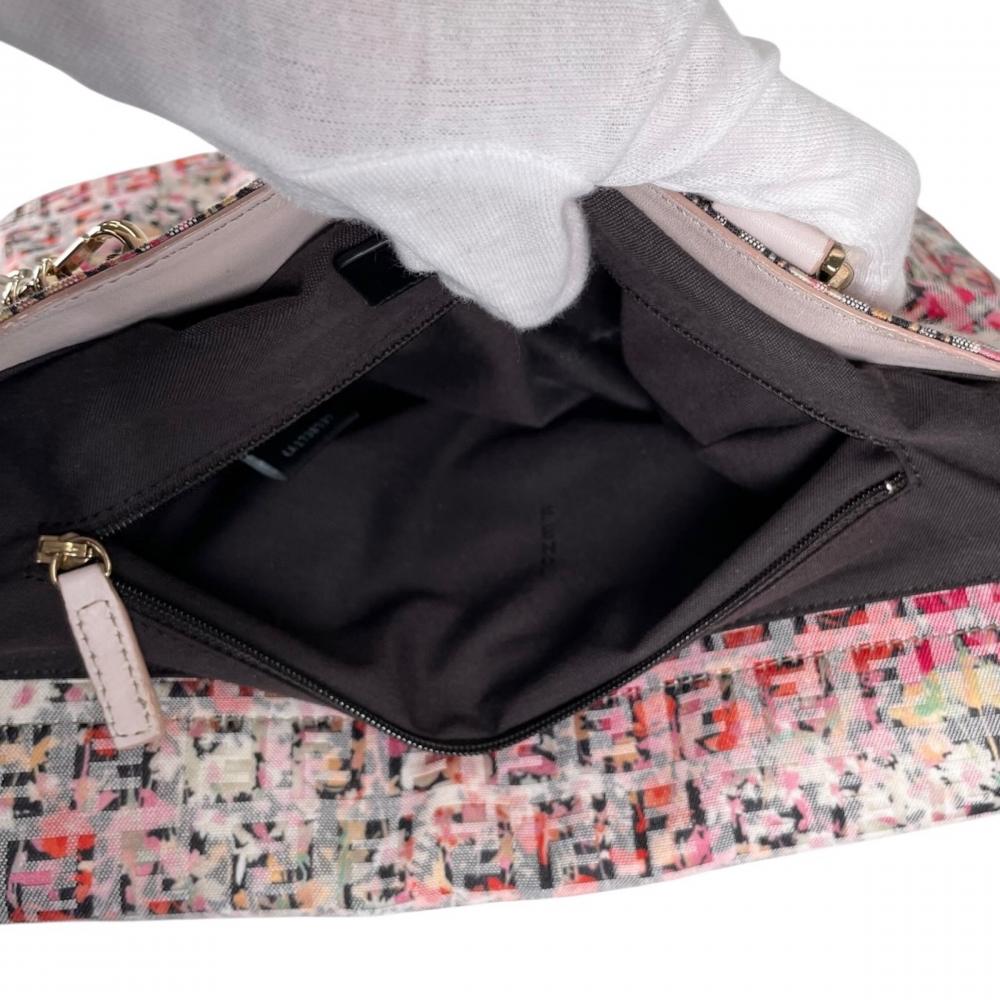 FENDI フェンディ ハンドバッグ ズッキーノ 花柄 2WAY 8BN228 キャンバス レザー ピンク ゴールド金具 レディース【中古品】