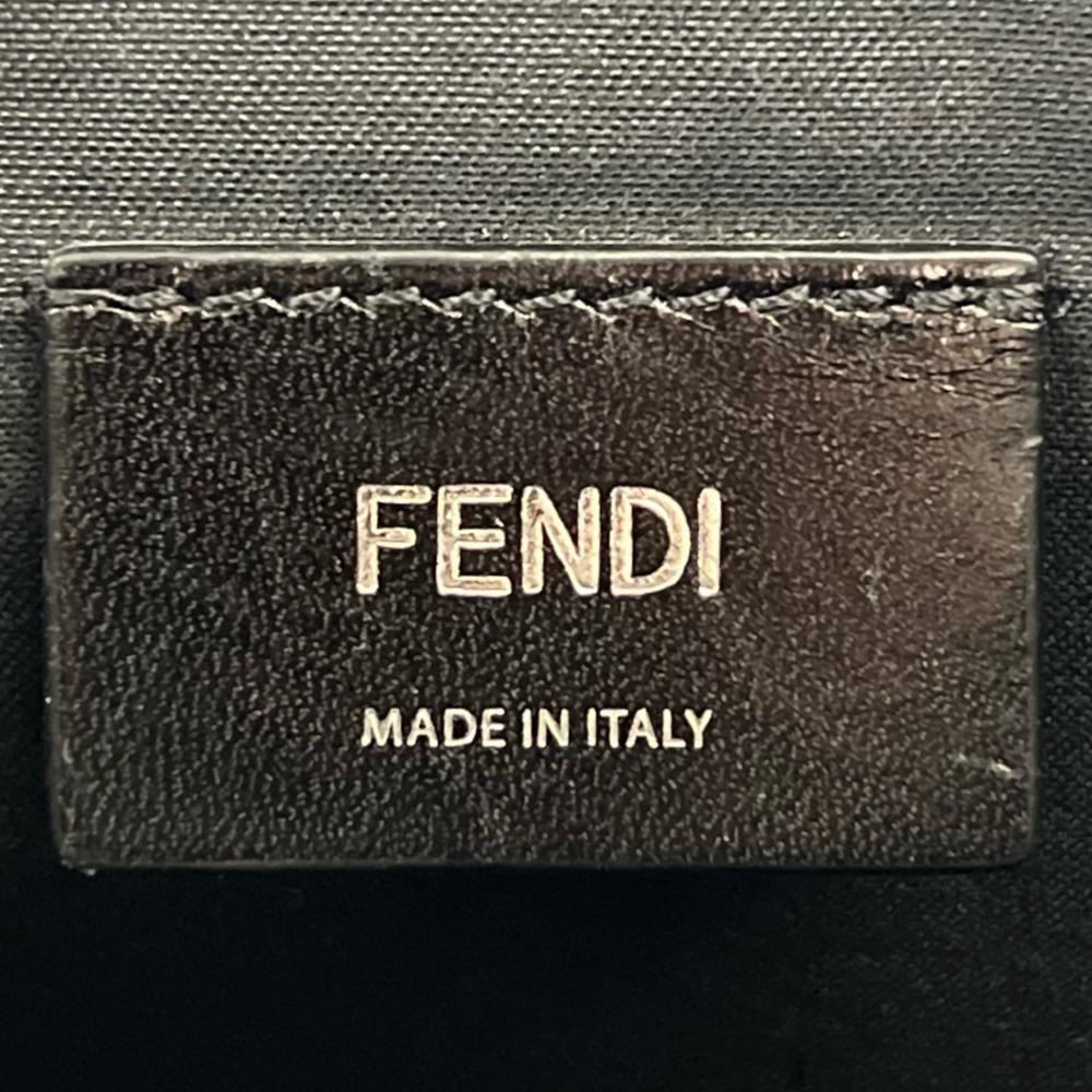 FENDI フェンディ クラッチバッグ ズッカ フラットスリム 7VA491 コーティングキャンバス レザー ブラック 黒 イエロー シルバー金具 メンズ【中古品】
