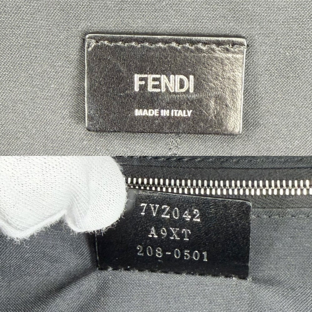 FENDI フェンディ リュック ズッカ バックパック 7VZ042 ナイロン レザー ブラウン 茶 ブラック 黒 シルバー金具 メンズ【中古品】