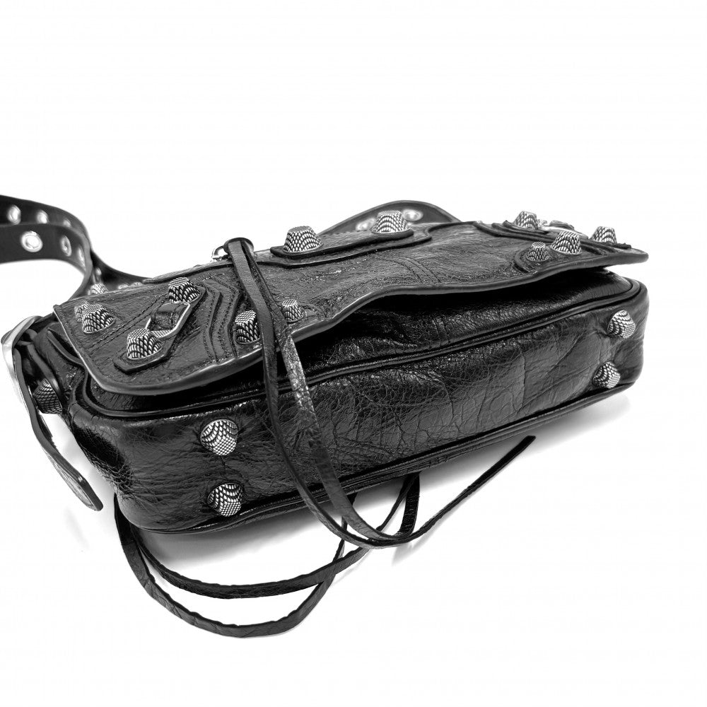 BALENCIAGA バレンシアガ ショルダーバッグ ルカゴールXS LE CAGOLE 719082 レザー ブラック 黒 シルバー金具 レディース【中古品】