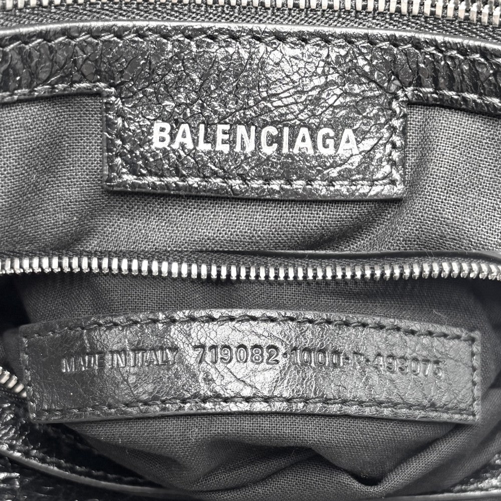 BALENCIAGA バレンシアガ ショルダーバッグ ルカゴールXS LE CAGOLE 719082 レザー ブラック 黒 シルバー金具 レディース【中古品】