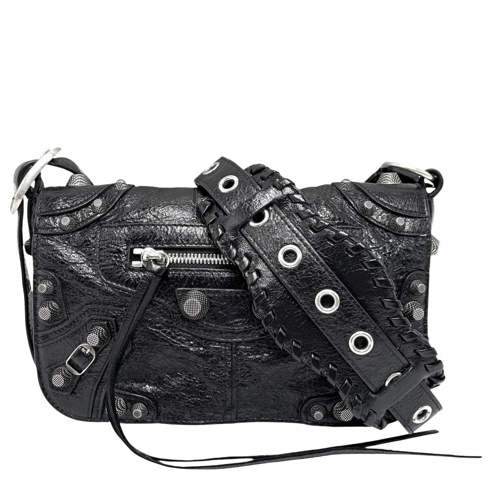 BALENCIAGA バレンシアガ ショルダーバッグ ルカゴールXS LE CAGOLE 719082 レザー ブラック 黒 シルバー金具 レディース【中古品】