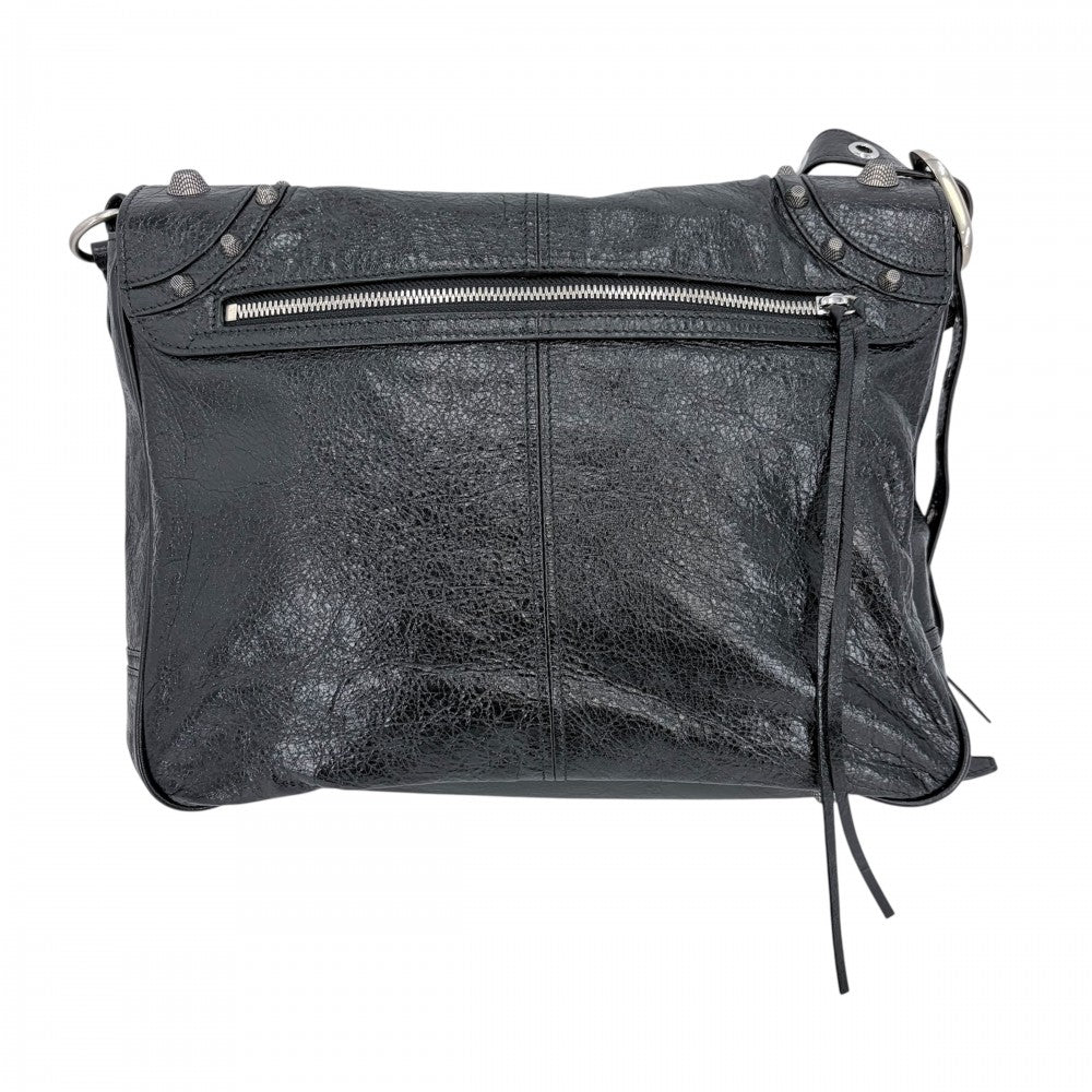 【開店SALE】 BALENCIAGA バレンシアガ ショルダーバッグ メッセンジャーバッグ ミディアム ルカゴール LE CAGOLE 719093 ラムスキン ブラック 黒 シルバー金具 メンズ【中古品】