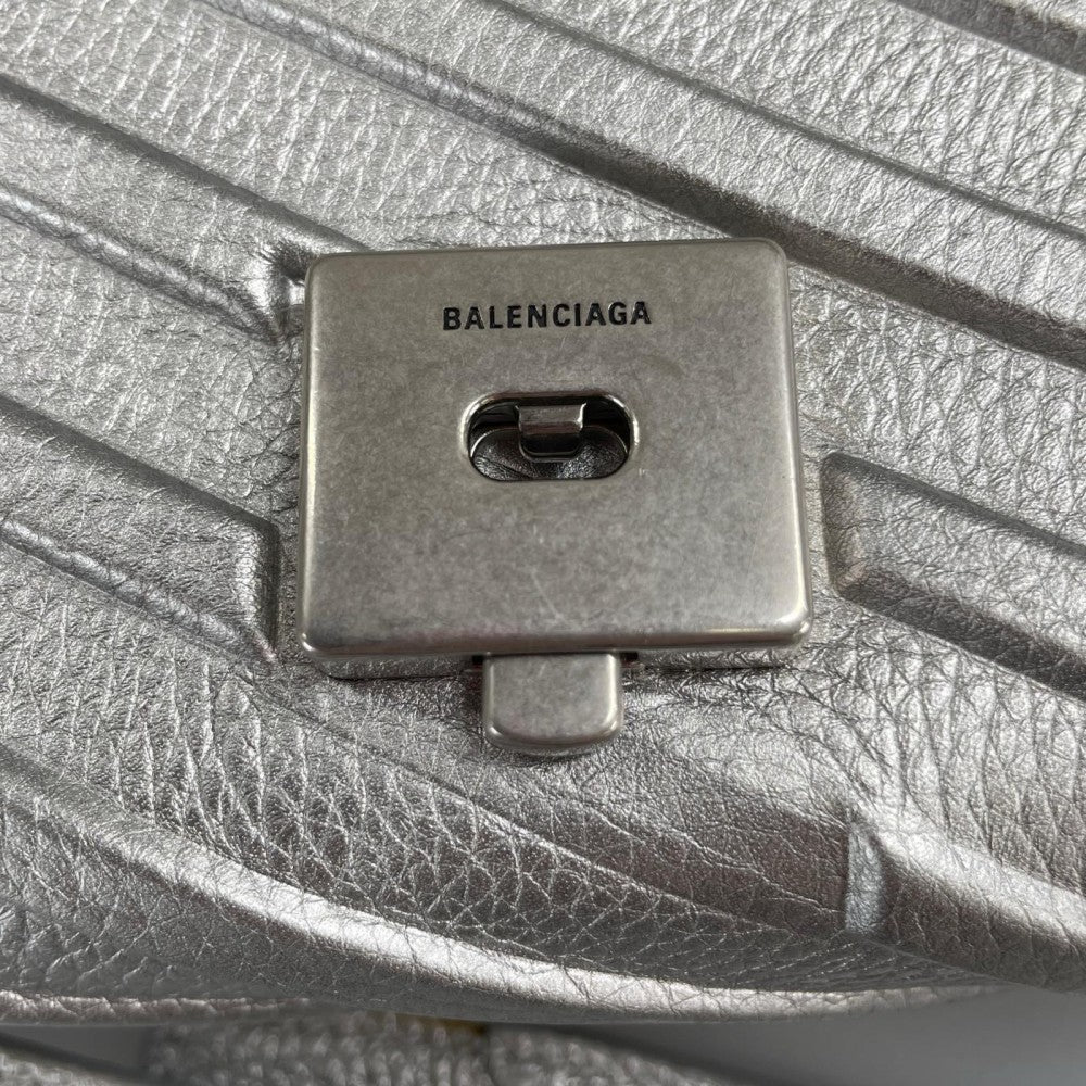 BALENCIAGA バレンシアガ ショルダーバッグ カー フラップバッグ グレインカーフレザー シルバー シルバー金具 メンズ【中古品】