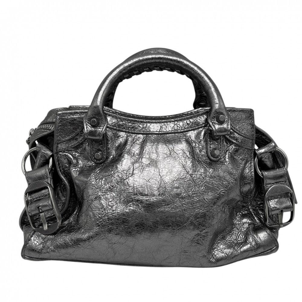 BALENCIAGA バレンシアガ 2WAY ネオカゴール XS ハンドバッグ ショルダーバッグ 700940 レザー シルバー シルバー金具 レディース【中古品】