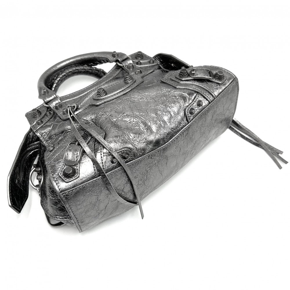 BALENCIAGA バレンシアガ 2WAY ネオカゴール XS ハンドバッグ ショルダーバッグ 700940 レザー シルバー シルバー金具 レディース【中古品】
