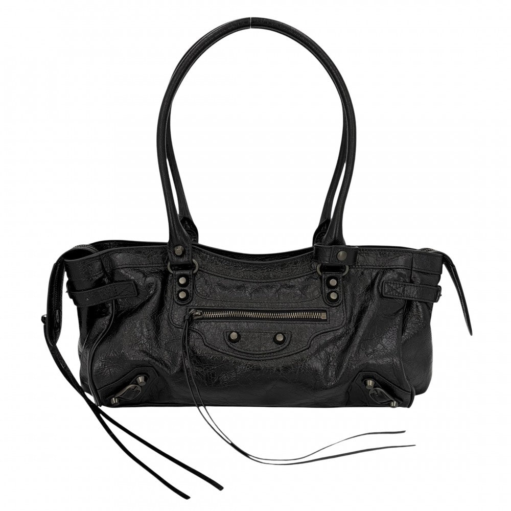 【開店SALE】 BALENCIAGA バレンシアガ ハンドバッグ ル シティ Le City East-West トートバッグ 845704 レザー ブラック 黒 ガンメタル金具 レディース【中古品】