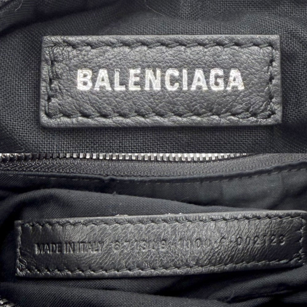 【開店SALE】 BALENCIAGA バレンシアガ ショルダーバッグ ル・カゴールXS ラインストーン ミラー付き LE CAGOLE 671309 デニム ブラック 黒 ブラック金具 レディース【中古品】