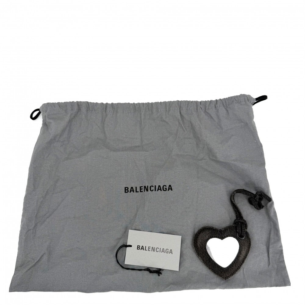 【開店SALE】 BALENCIAGA バレンシアガ ショルダーバッグ ル・カゴールXS ラインストーン ミラー付き LE CAGOLE 671309 デニム ブラック 黒 ブラック金具 レディース【中古品】