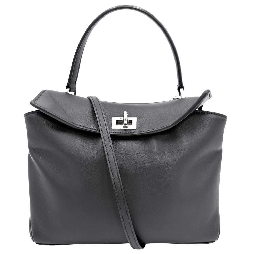 BALENCIAGA バレンシアガ 2WAY ロデオ ミニ ハンドバッグ ショルダーバッグ RODEO 795456 カーフ ブラック 黒 アンティークシルバー金具 レディース【中古品】