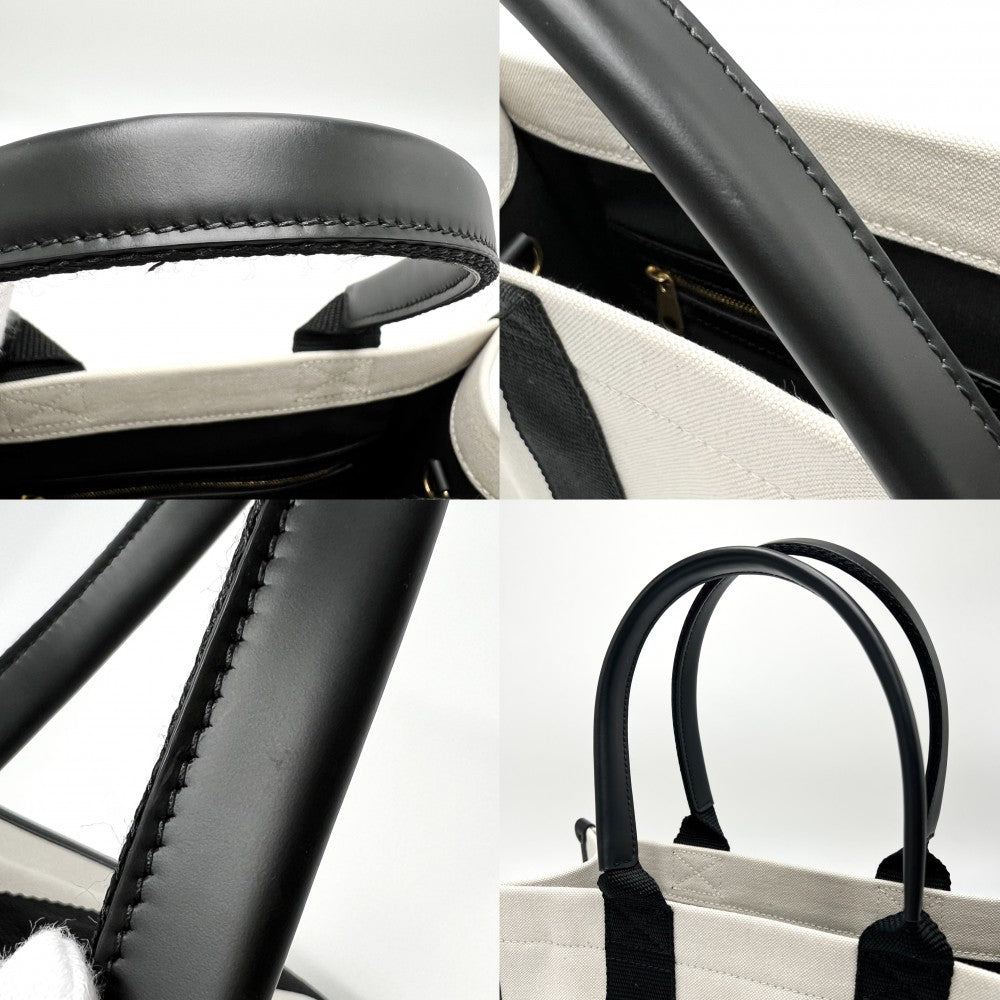 【開店SALE】 BALENCIAGA バレンシアガ 2WAY ハードウェア　トート ショルダーバッグ ハンドバッグ Hardware Tote トートバッグ Sサイズ 671402 キャンバス レザー アイボリー シルバー金具 レディース【中古品】