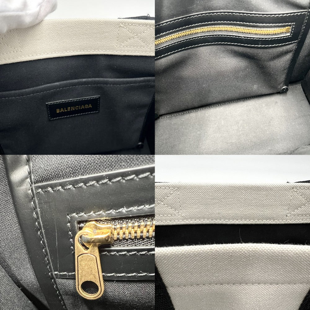 【開店SALE】 BALENCIAGA バレンシアガ 2WAY ハードウェア　トート ショルダーバッグ ハンドバッグ Hardware Tote トートバッグ Sサイズ 671402 キャンバス レザー アイボリー シルバー金具 レディース【中古品】